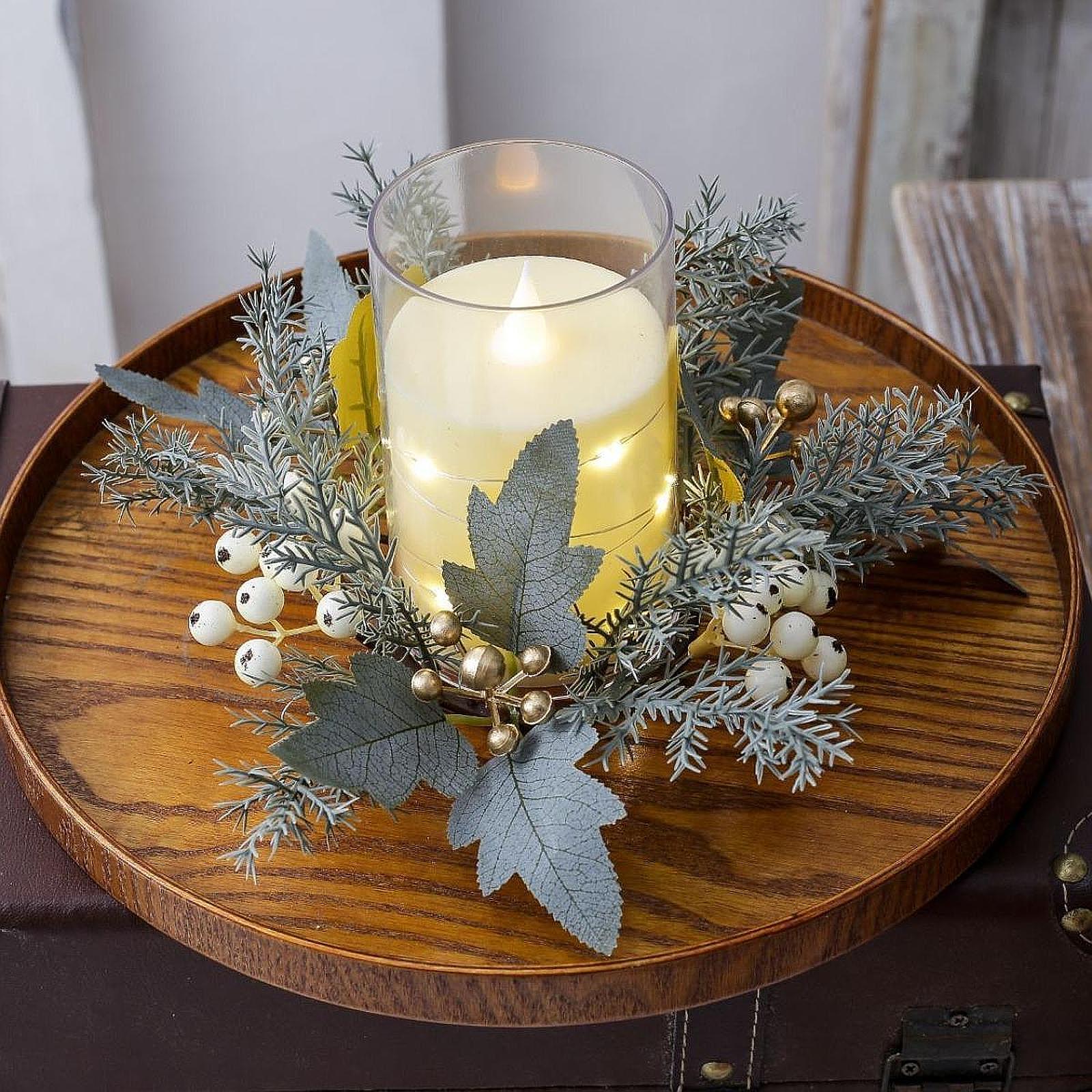 Candle Holder Decor - Rangkaian Bunga Buatan Tangan untuk Lilin,