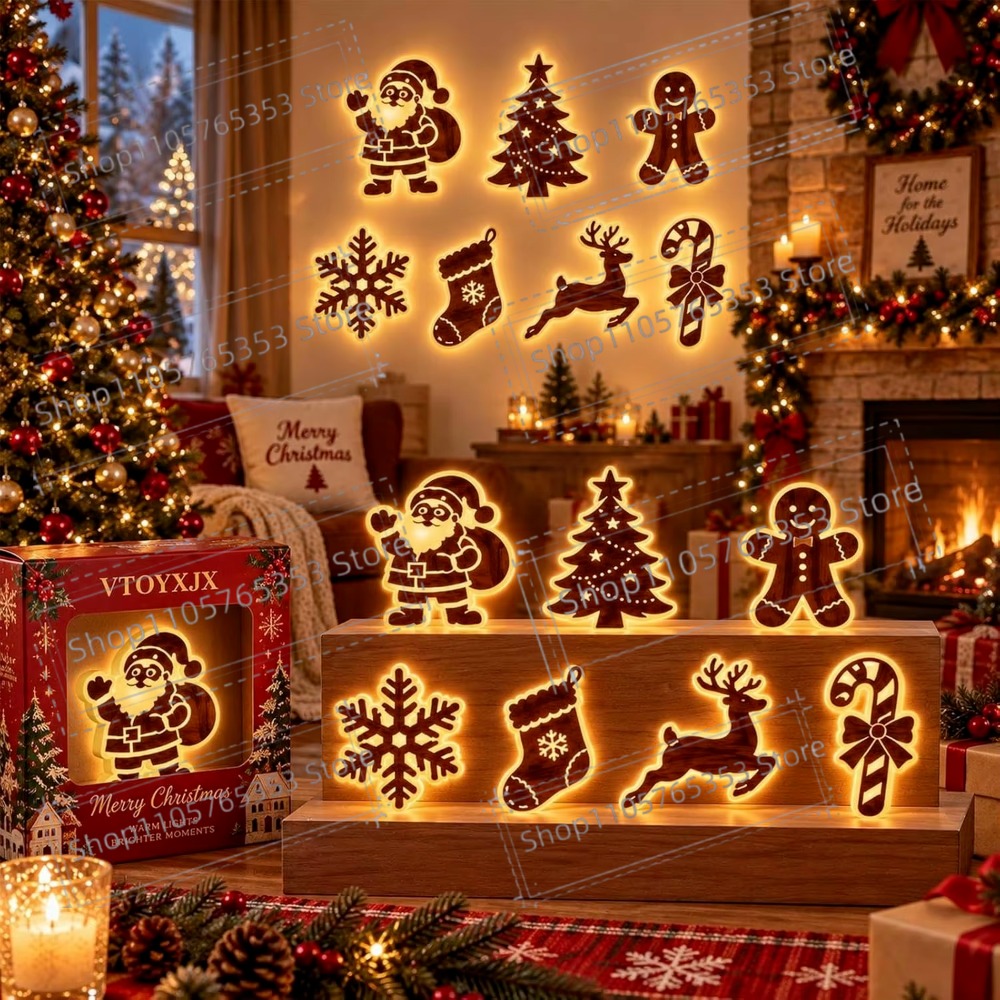 Wall Sticker - 2027 Dekorasi Natal Rusa Bercahaya, Lampu