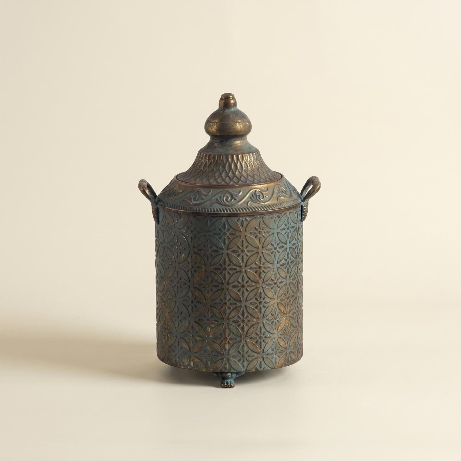 Vase Decor - Vas Dekoratif Logam Berlapis Patina, Wadah