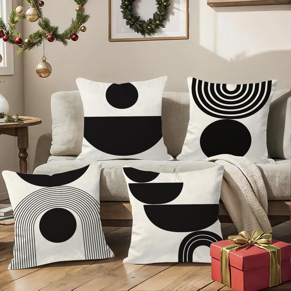 Throw Pillow - Sarung Bantal Dekoratif Abstrak Hitam dengan
