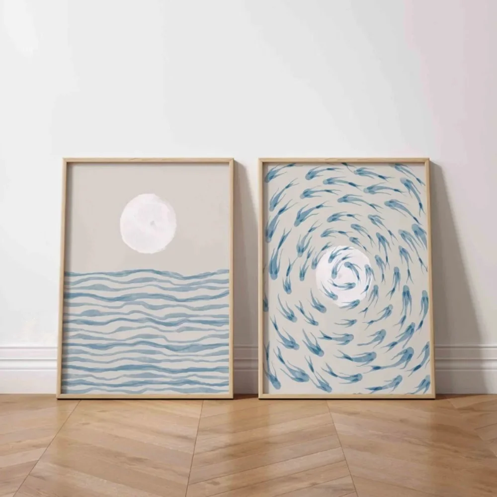 2 buah lukisan kanvas tanpa bi - Abstract Canvas Set ulasan dan harga