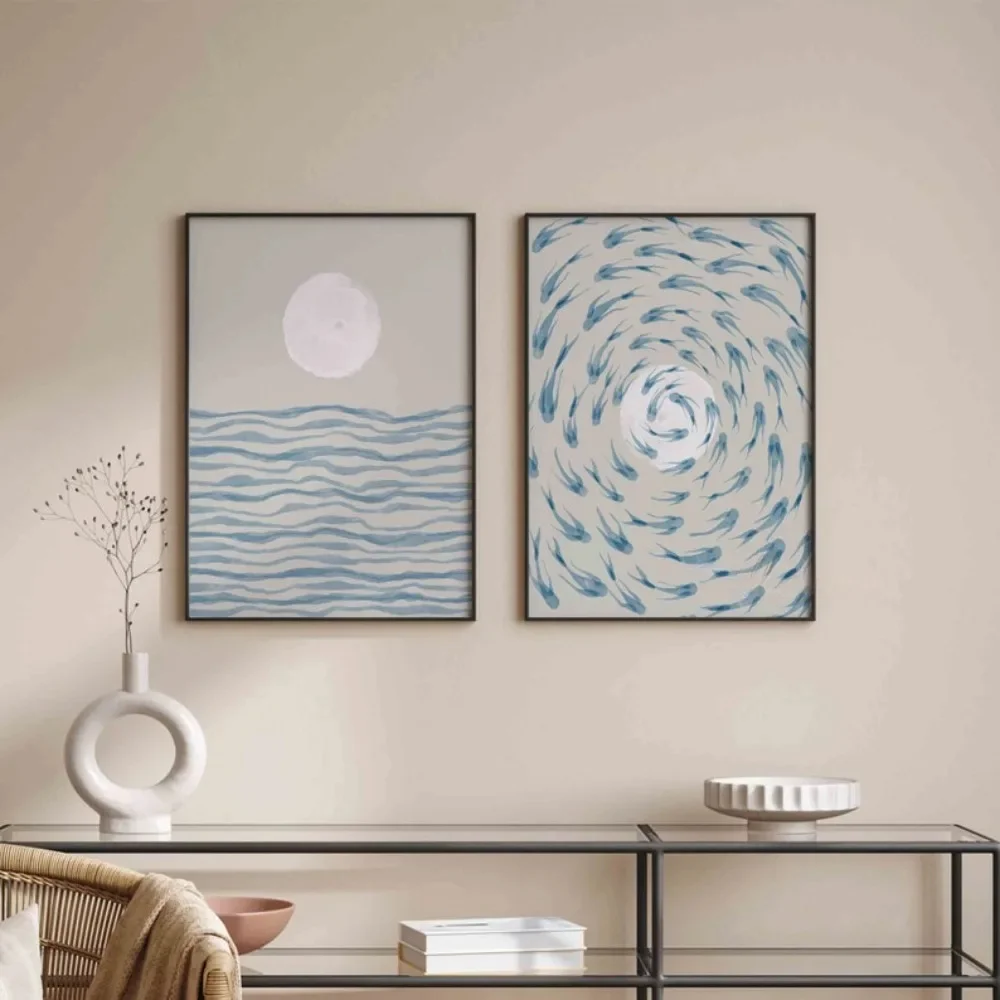 2 buah lukisan kanvas tanpa bi - Abstract Canvas Set ulasan dan harga