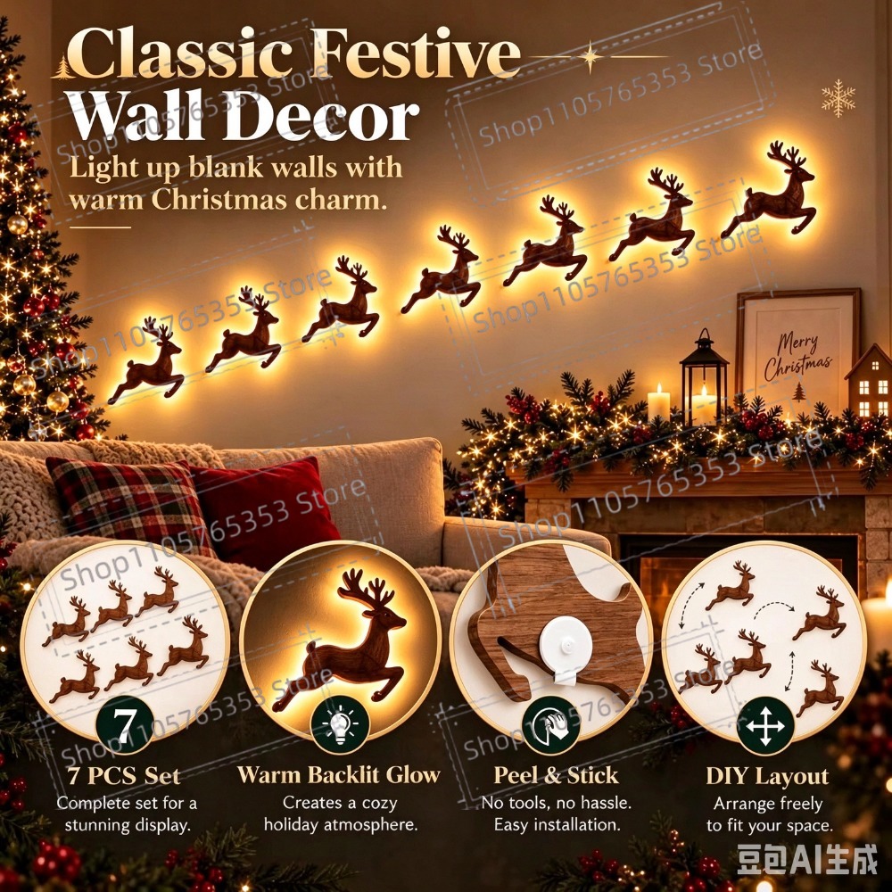 2027 Dekorasi Natal Rusa Berca - Wall Sticker ulasan dan harga