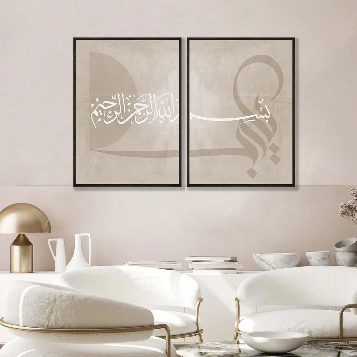 2 buah lukisan kanvas tanpa bi - Abstract Canvas Set ulasan dan harga