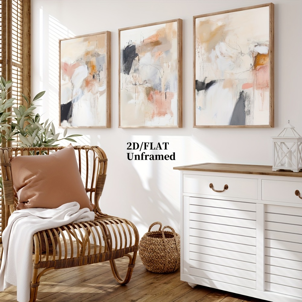 3 Buah Lukisan Seni Dekorasi D - Abstract Canvas Set ulasan dan harga