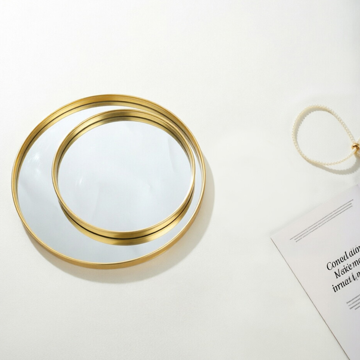Nampan Cermin Bulat Berwarna E - Decorative Mirror ulasan dan harga