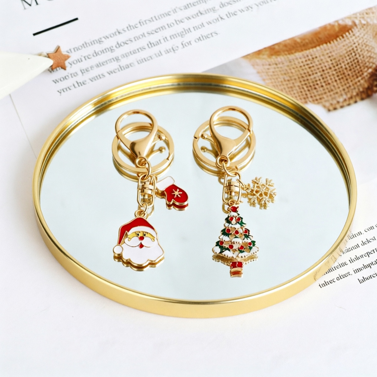 Nampan Cermin Bulat Berwarna E - Decorative Mirror ulasan dan harga