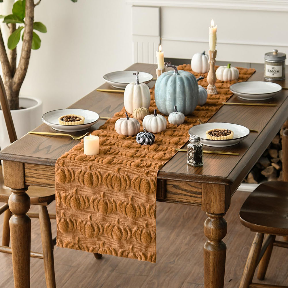 Taplak Meja Labu 3D Berbulu Le - Table Runner ulasan dan harga