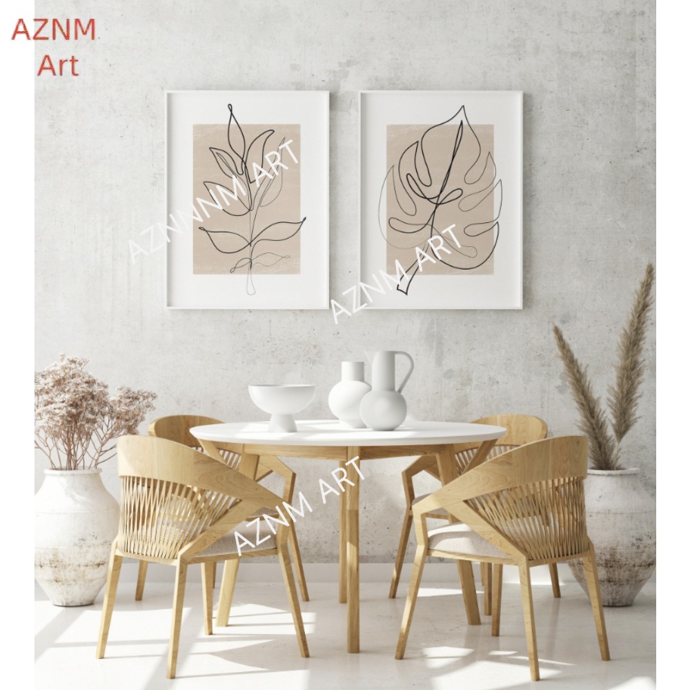 1/2 Buah Set Cetak Seni Garis  - Abstract Canvas Set ulasan dan harga