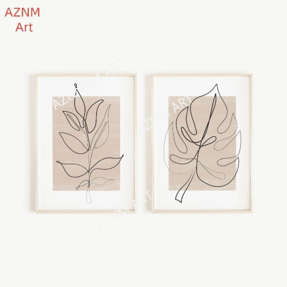 1/2 Buah Set Cetak Seni Garis  - Abstract Canvas Set ulasan dan harga